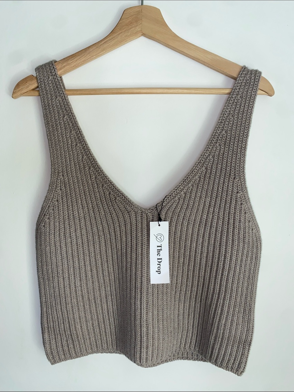 The Drop Chunky Ribbed Knit Tank Top in Taupe